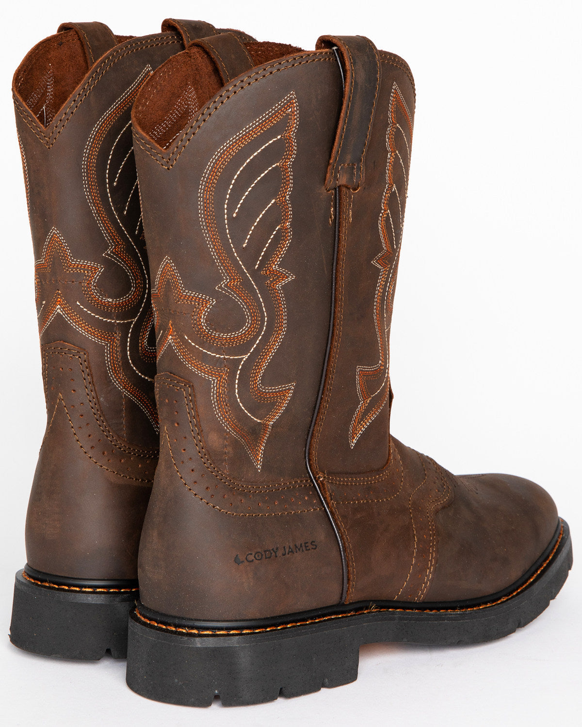Men's Mustang Western Pull-On Work Boots - Soft Toe
