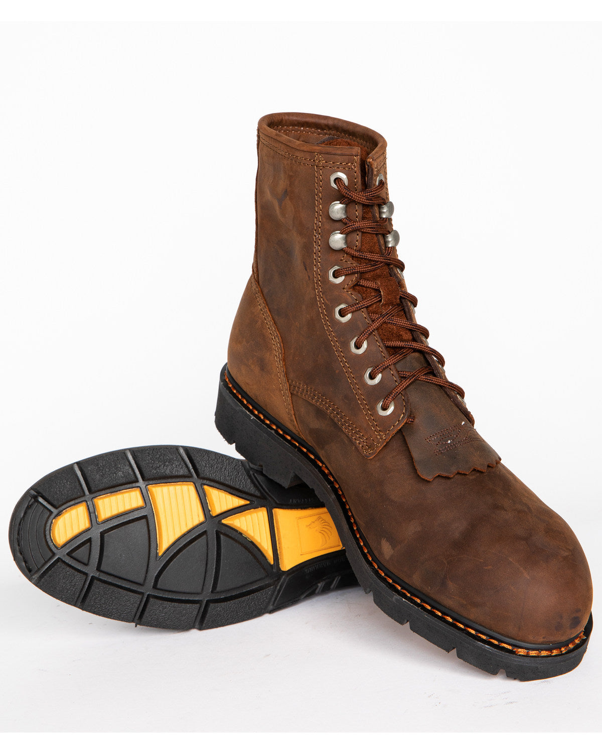 Men's 8" Mustang Lace-Up Kiltie Waterproof Work Boots - Com