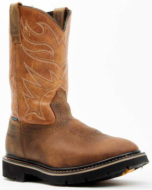 Men's Mustang Pull-On Waterproof Work Boots - Soft Toe