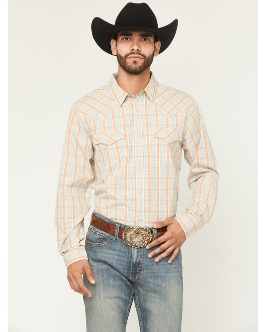Men's Tanhue Plaid Print Long Sleeve Snap Western Shirt - B