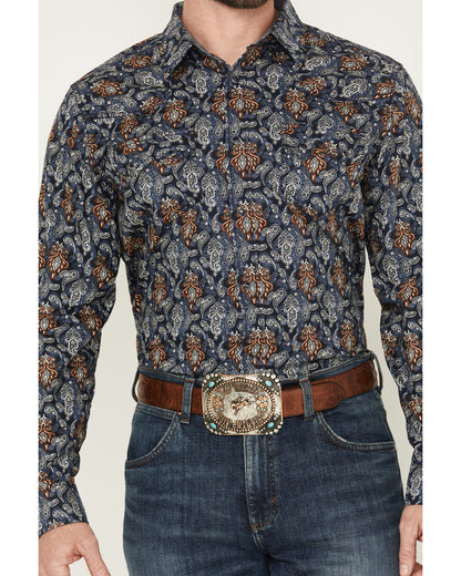 Men's Rodeo Ritz Paisley Print Long Sleeve Snap Western Shi