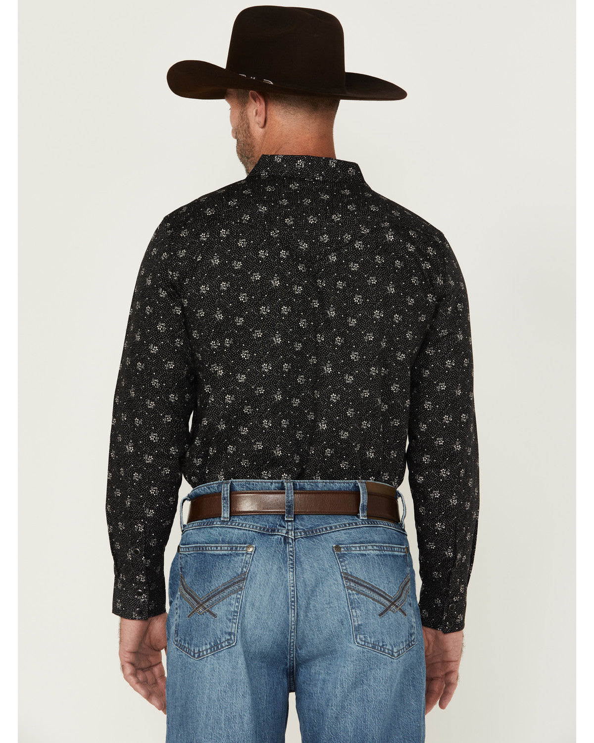 Men's Saddle Peak Floral Print Long Sleeve Snap Western Shi