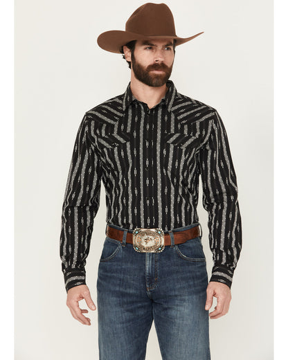 Men's Range Rover Ready Striped Long Sleeve Snap Western Sh