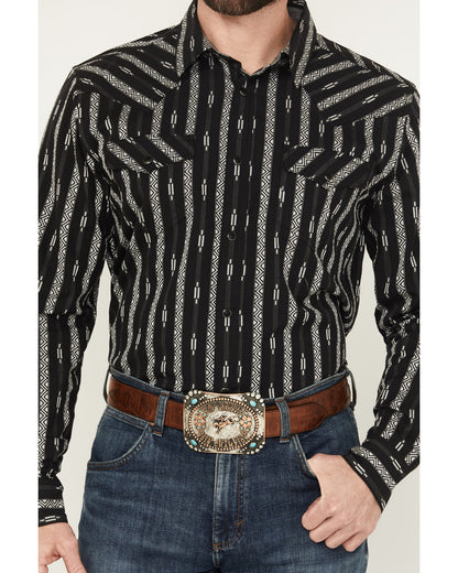 Men's Range Rover Ready Striped Long Sleeve Snap Western Sh