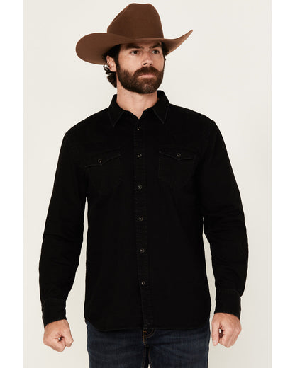 Men's Solid Long Sleeve Snap Denim Western Shirt - Tall