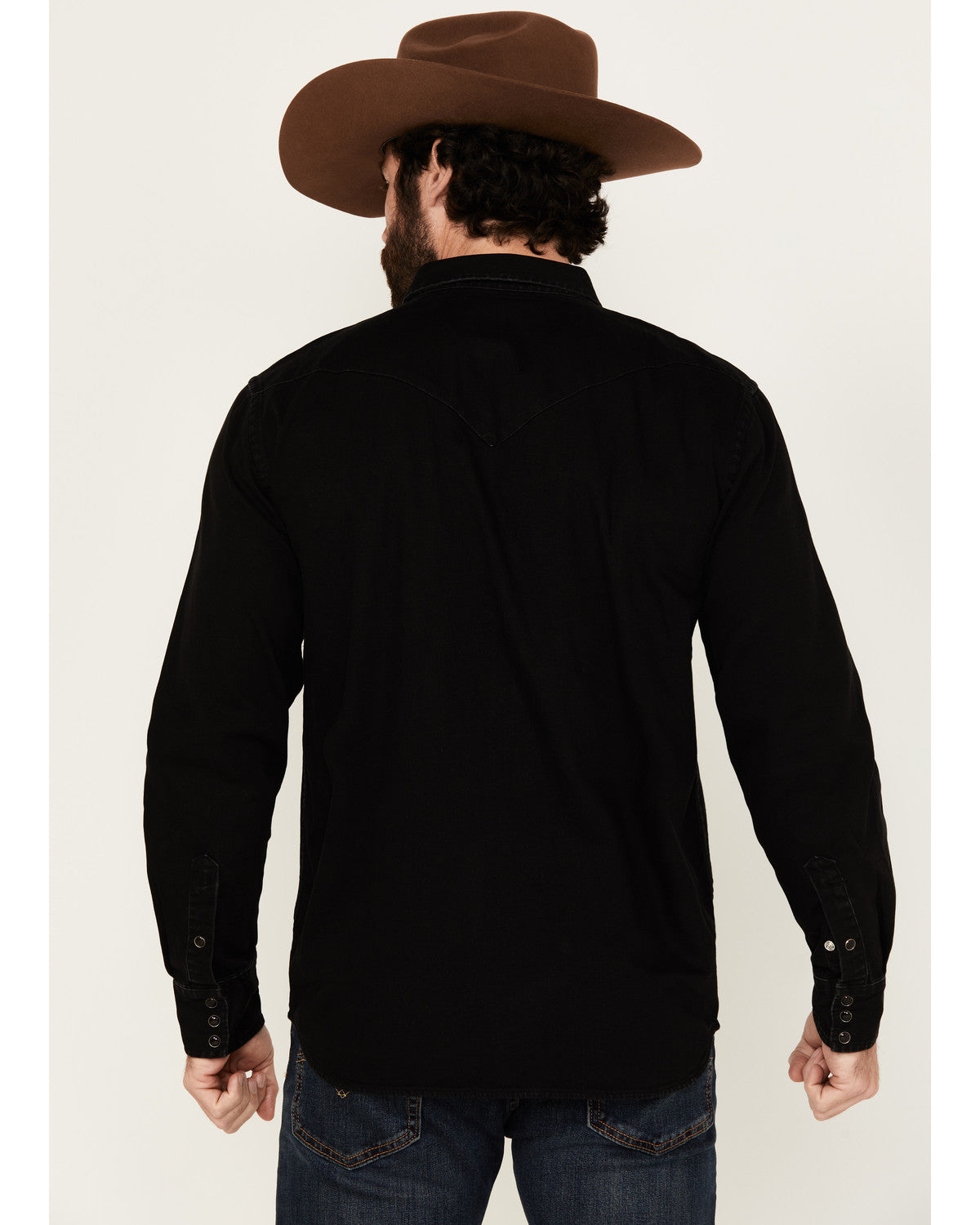 Men's Solid Long Sleeve Snap Denim Western Shirt - Tall