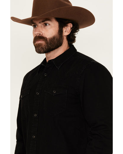 Men's Solid Long Sleeve Snap Denim Western Shirt - Big