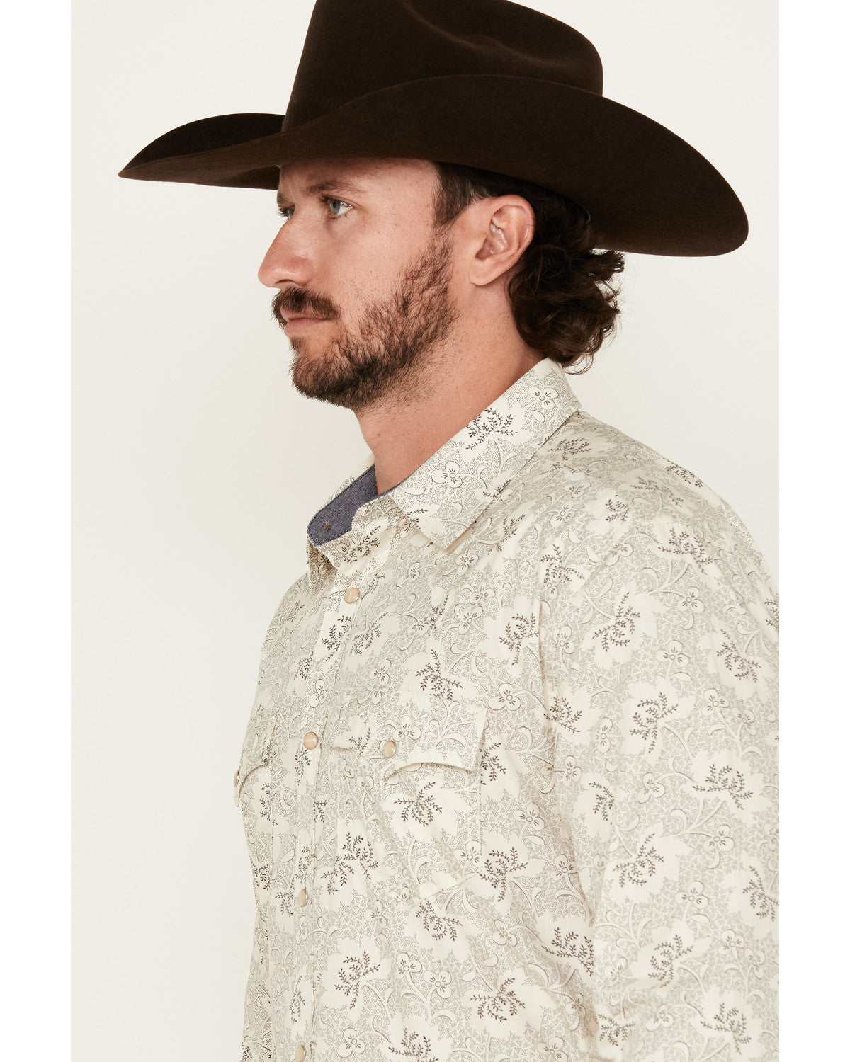 Men's Treven Floral Print Long Sleeve Snap Western Shirt
