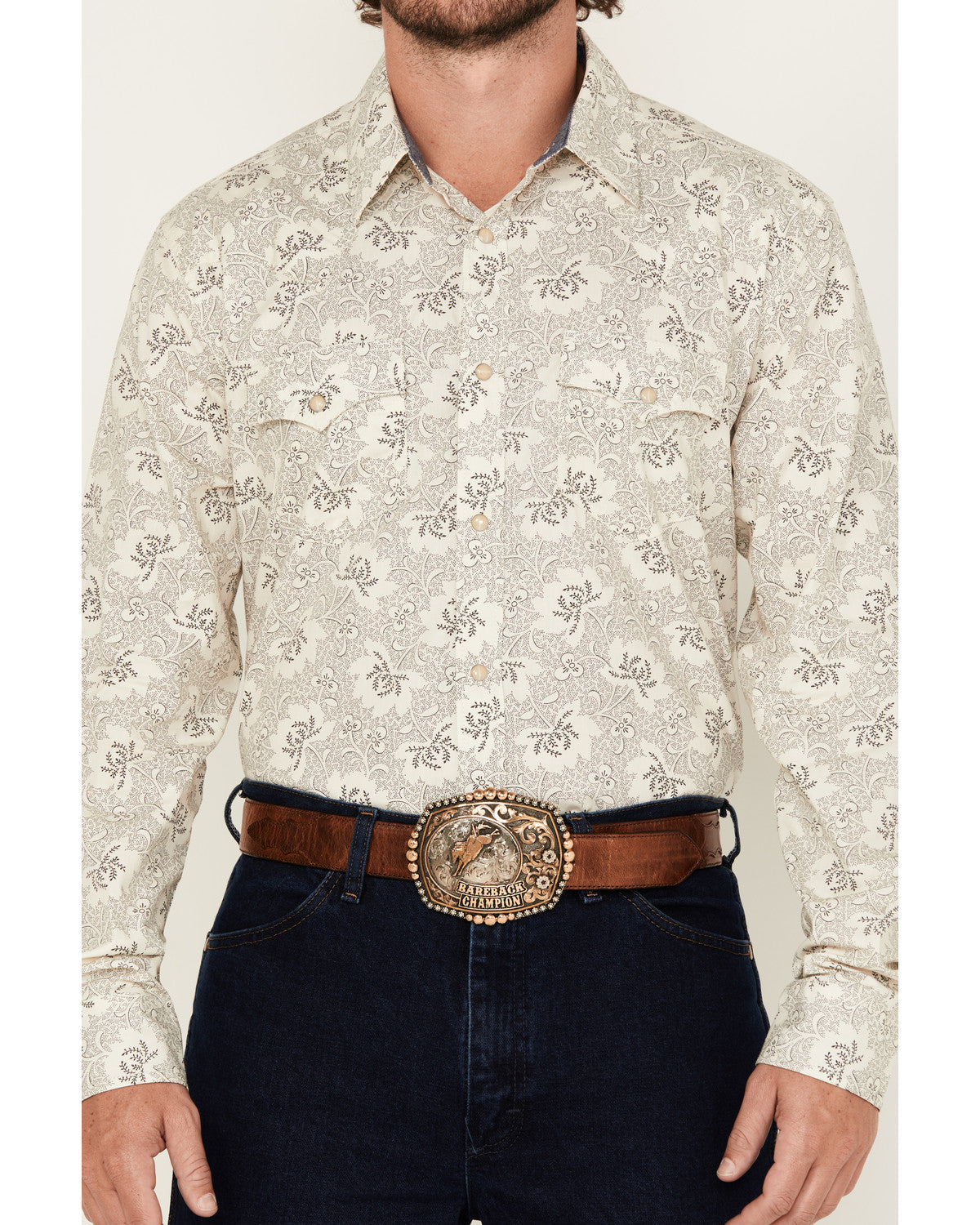 Men's Treven Floral Print Long Sleeve Snap Western Shirt