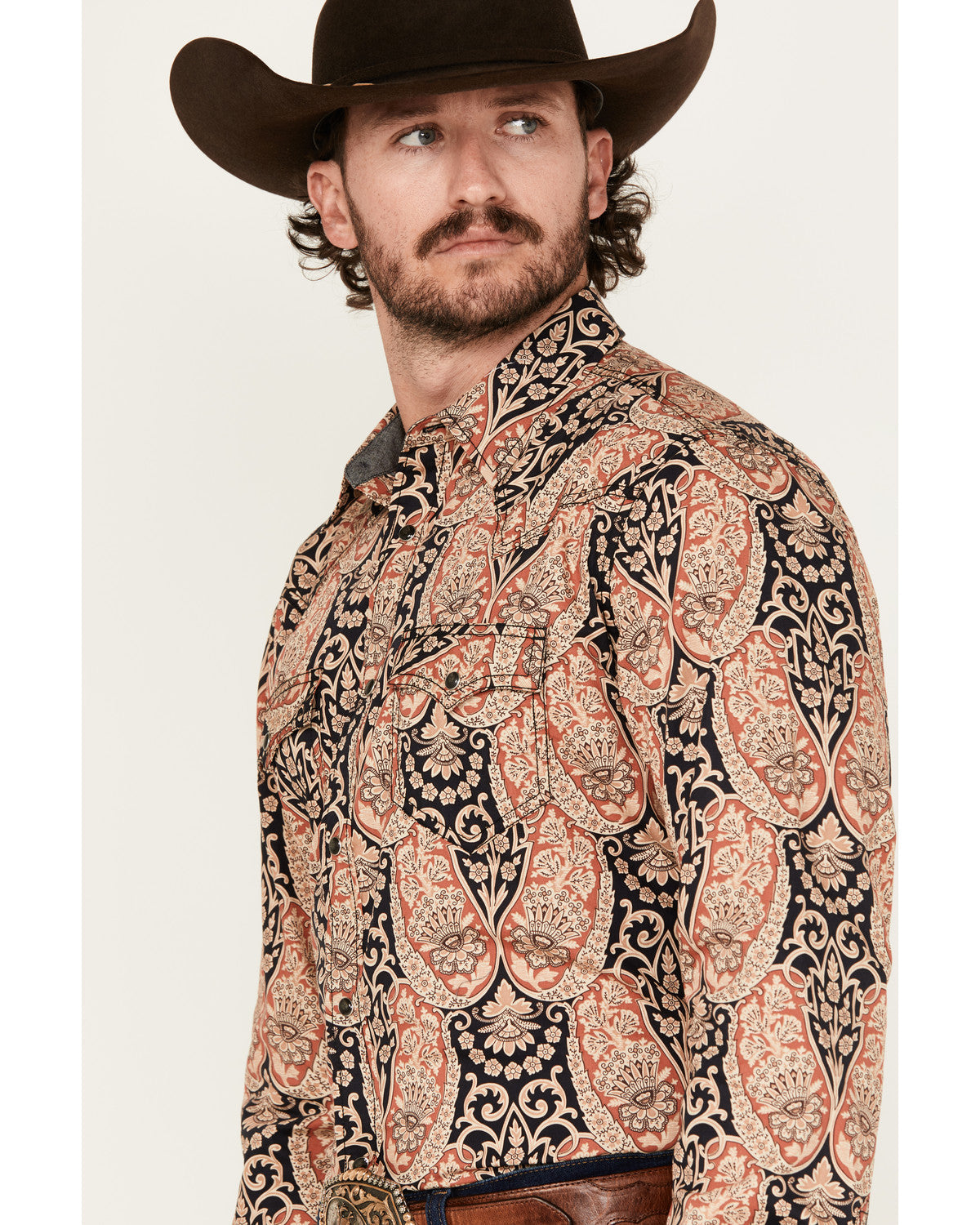 Men's Graysill Medallion Print Long Sleeve Snap Western Shi
