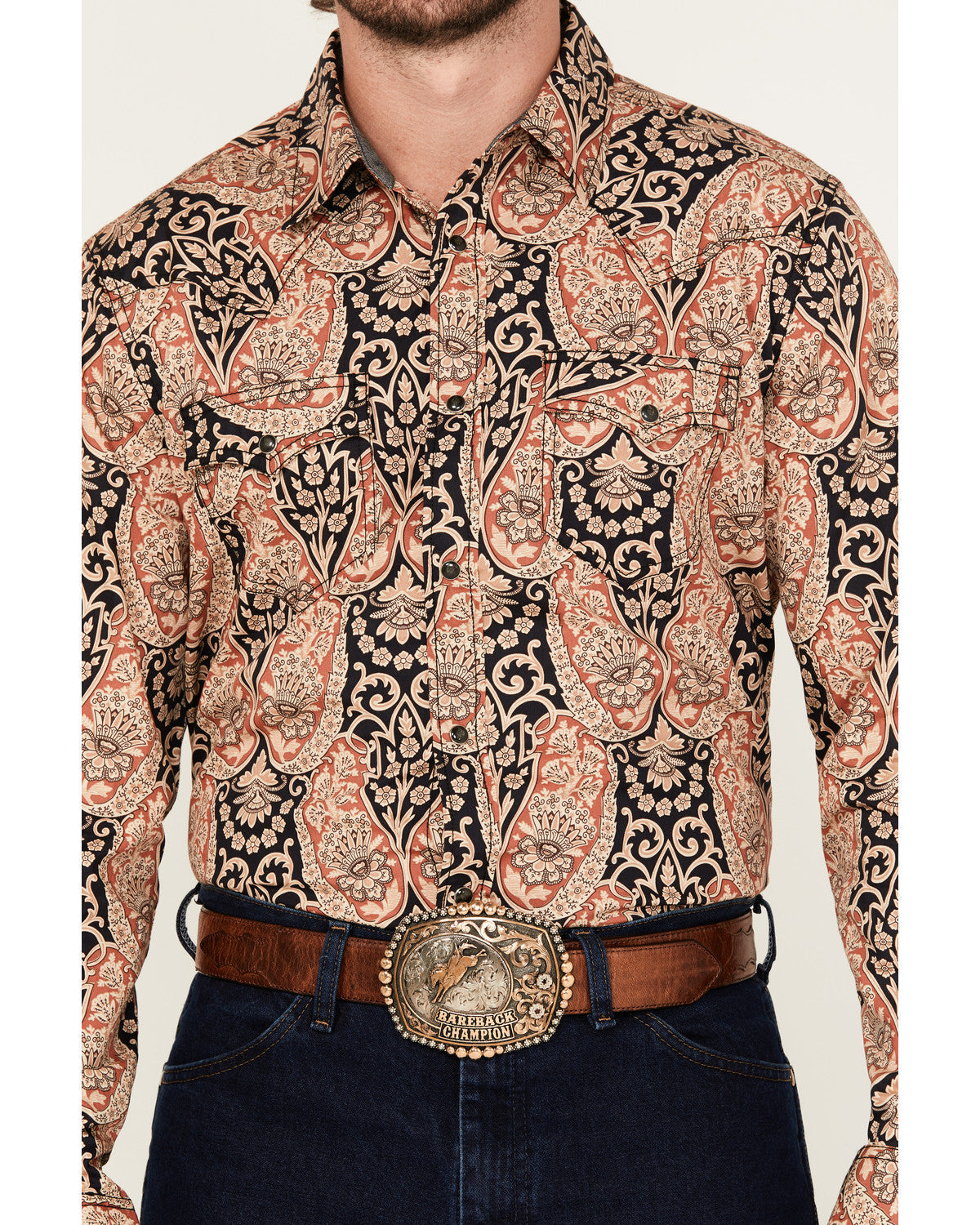Men's Graysill Medallion Print Long Sleeve Snap Western Shi