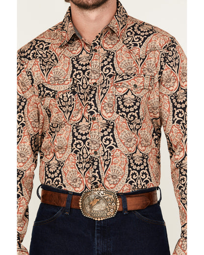 Men's Graysill Medallion Print Long Sleeve Snap Western Shi