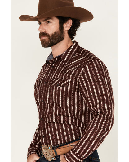 Men's Hansen Vertical Striped Wallpaper Print Long Sleeve S