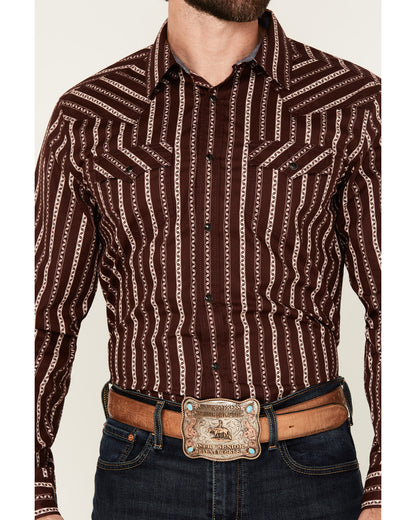 Men's Hansen Vertical Striped Wallpaper Print Long Sleeve S