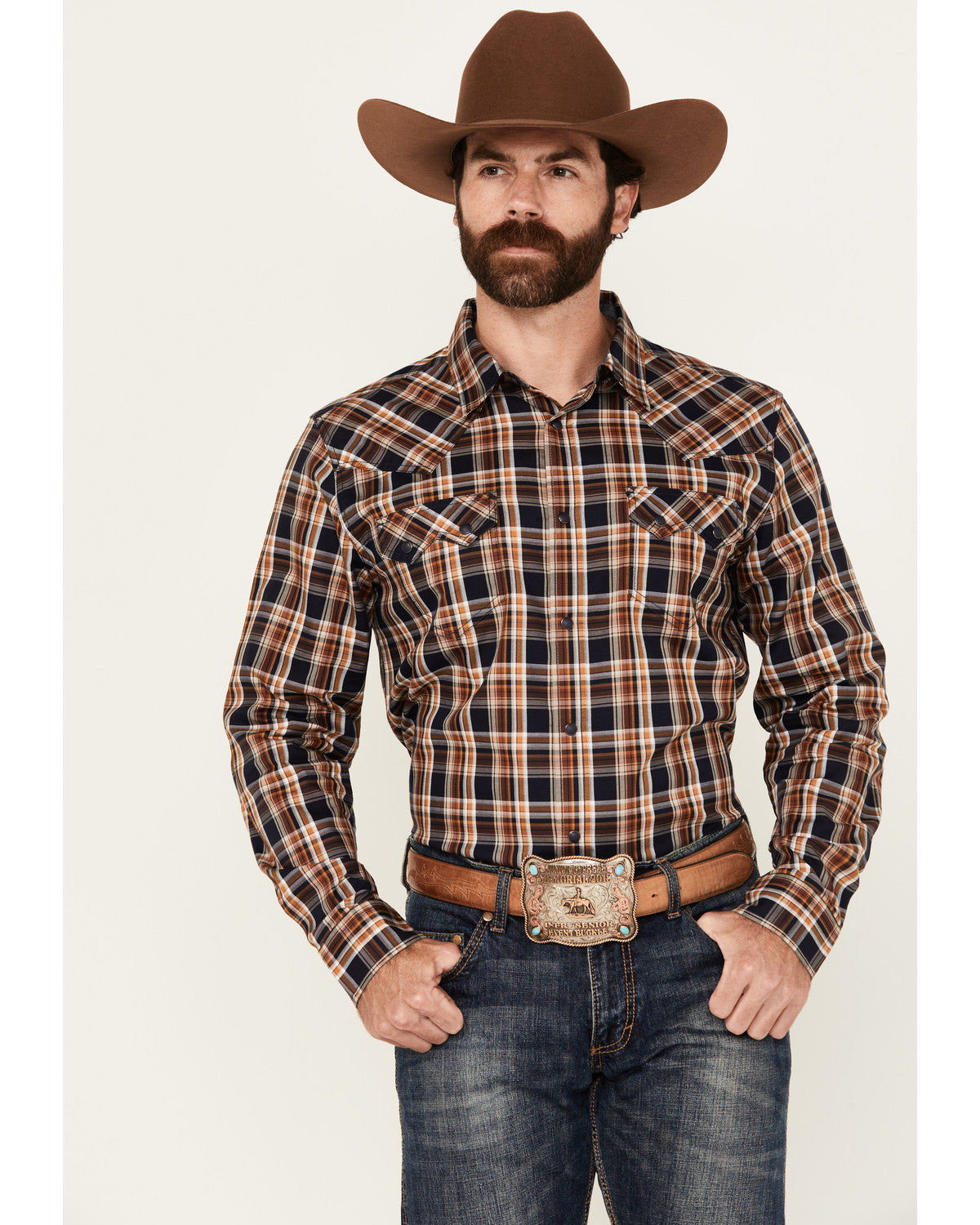 Men's Winfield Plaid Print Long Sleeve Snap Western Shirt