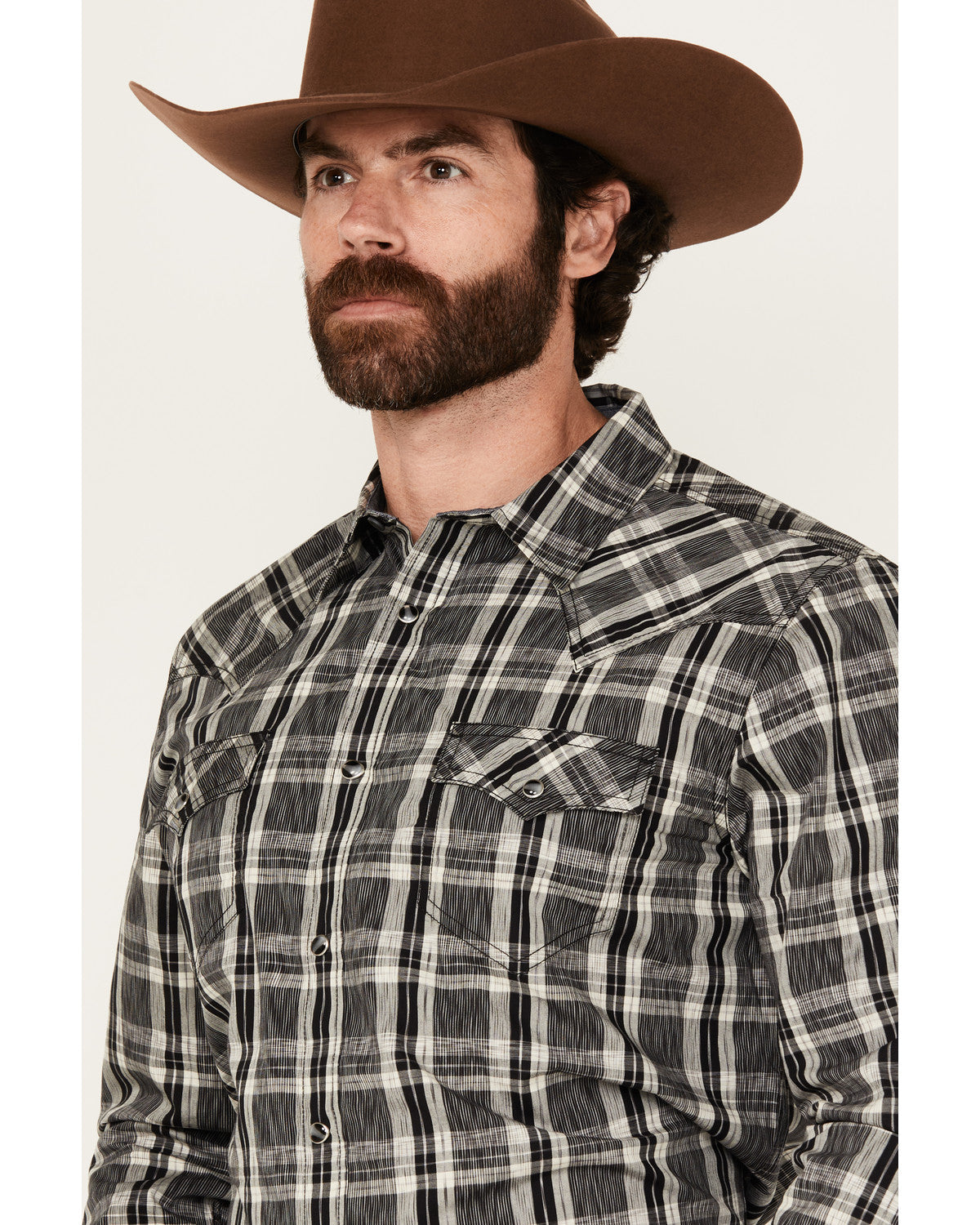 Men's Denton Plaid Print Long Sleeve Snap Western Shirt