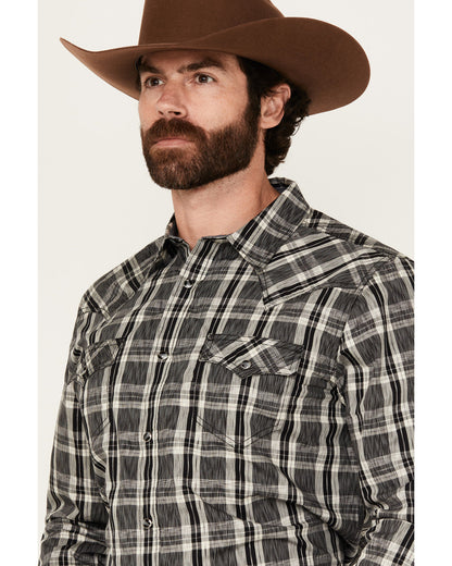 Men's Denton Plaid Print Long Sleeve Snap Western Shirt