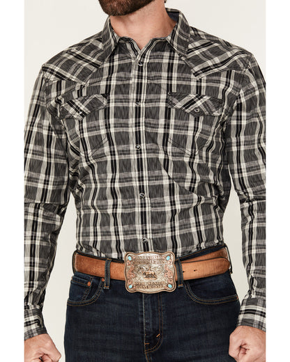 Men's Denton Plaid Print Long Sleeve Snap Western Shirt