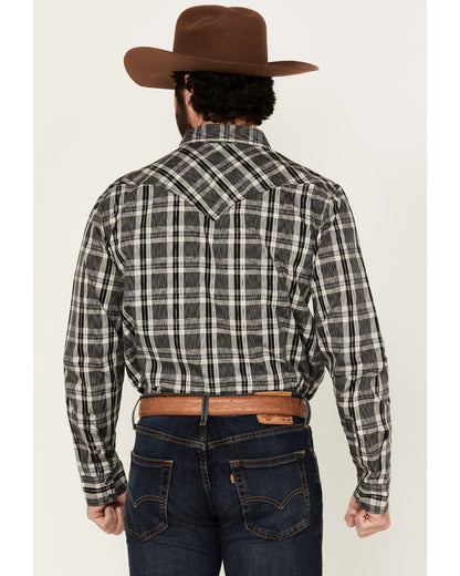 Men's Denton Plaid Print Long Sleeve Snap Western Shirt