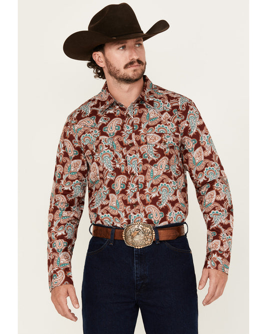 Men's Noah Paisley Print Long Sleeve Snap Western Shirt - T
