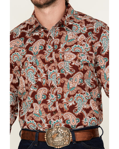 Men's Noah Paisley Print Long Sleeve Snap Western Shirt - B