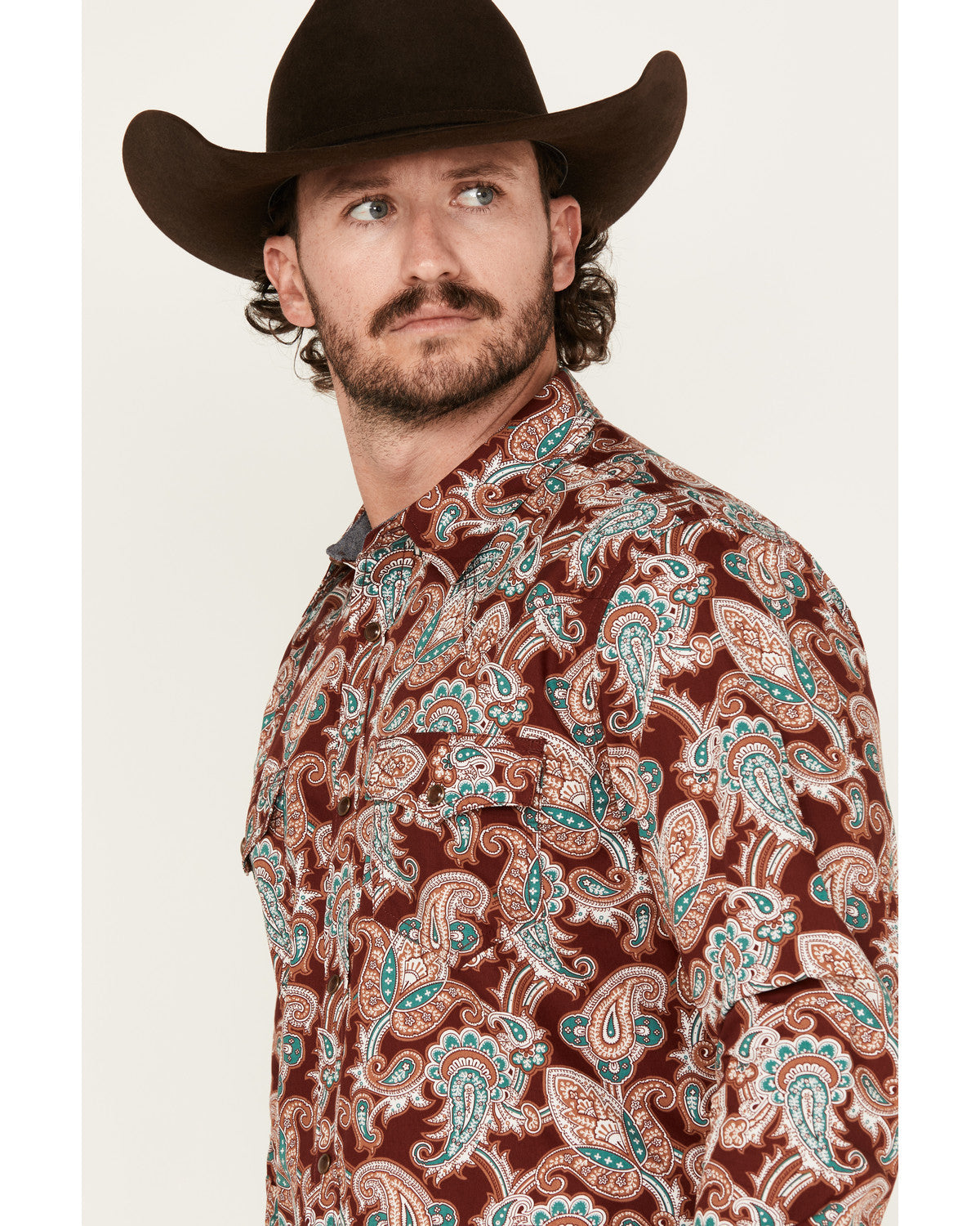 Men's Noah Paisley Print Long Sleeve Snap Western Shirt