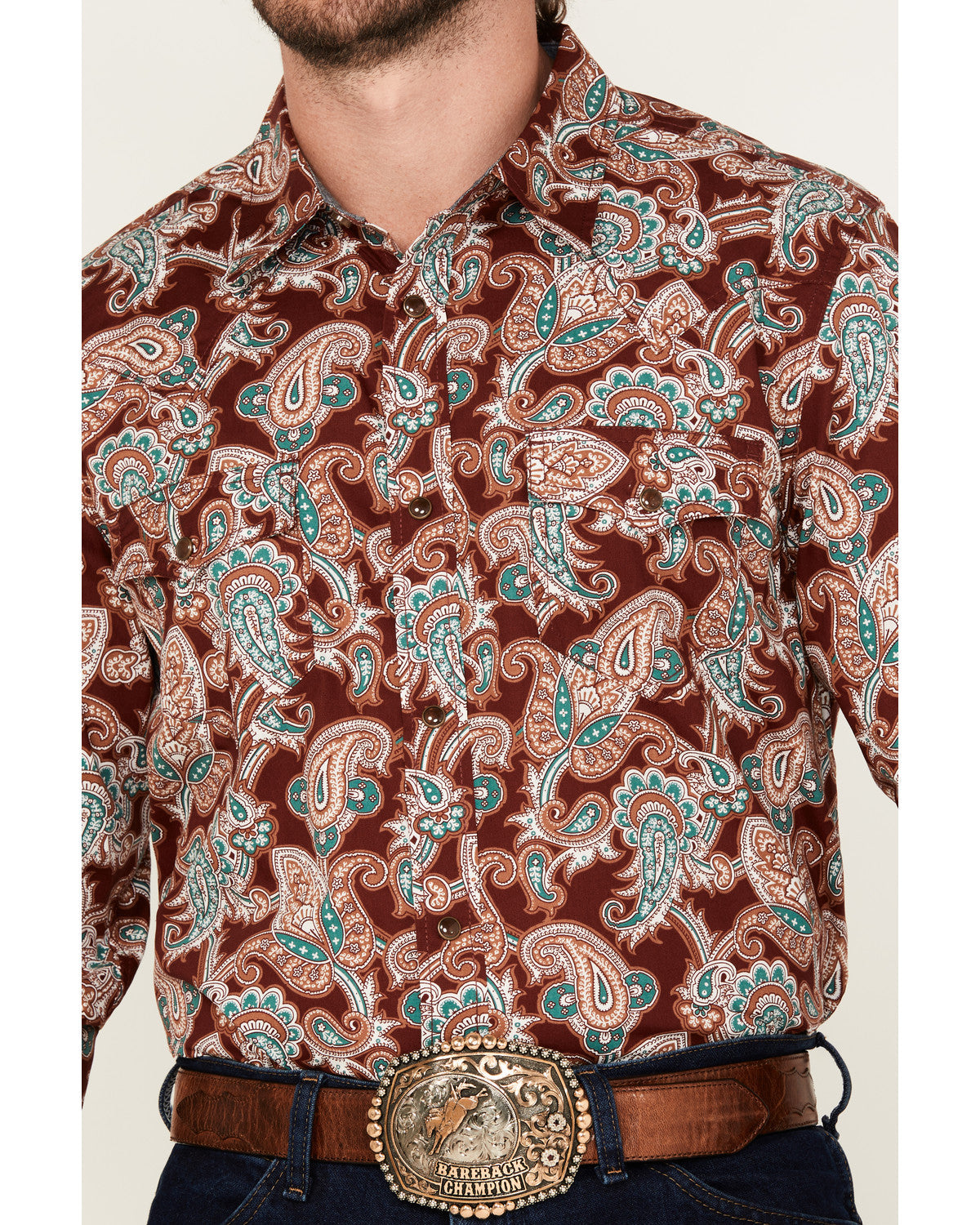 Men's Noah Paisley Print Long Sleeve Snap Western Shirt