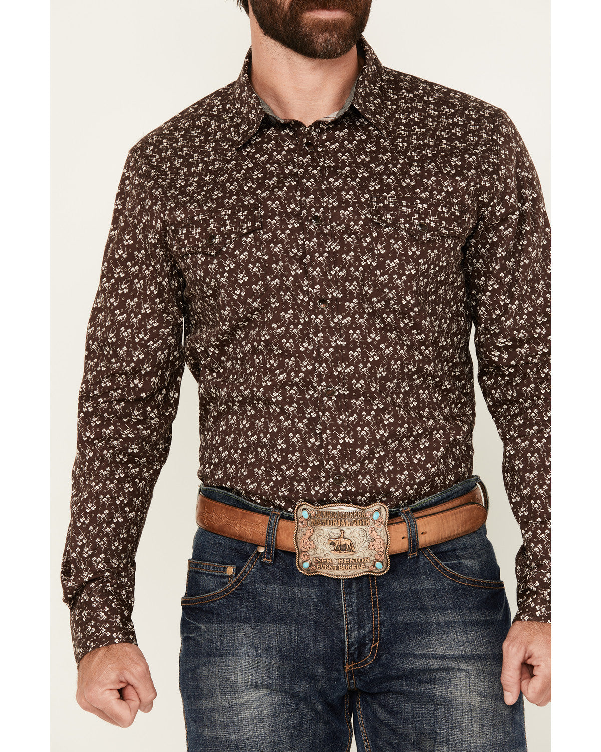 Men's Garrison Floral Print Long Sleeve Snap Western Shirt