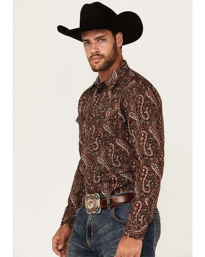 Men's Leo Paisley Print Long Sleeve Snap Western Shirt
