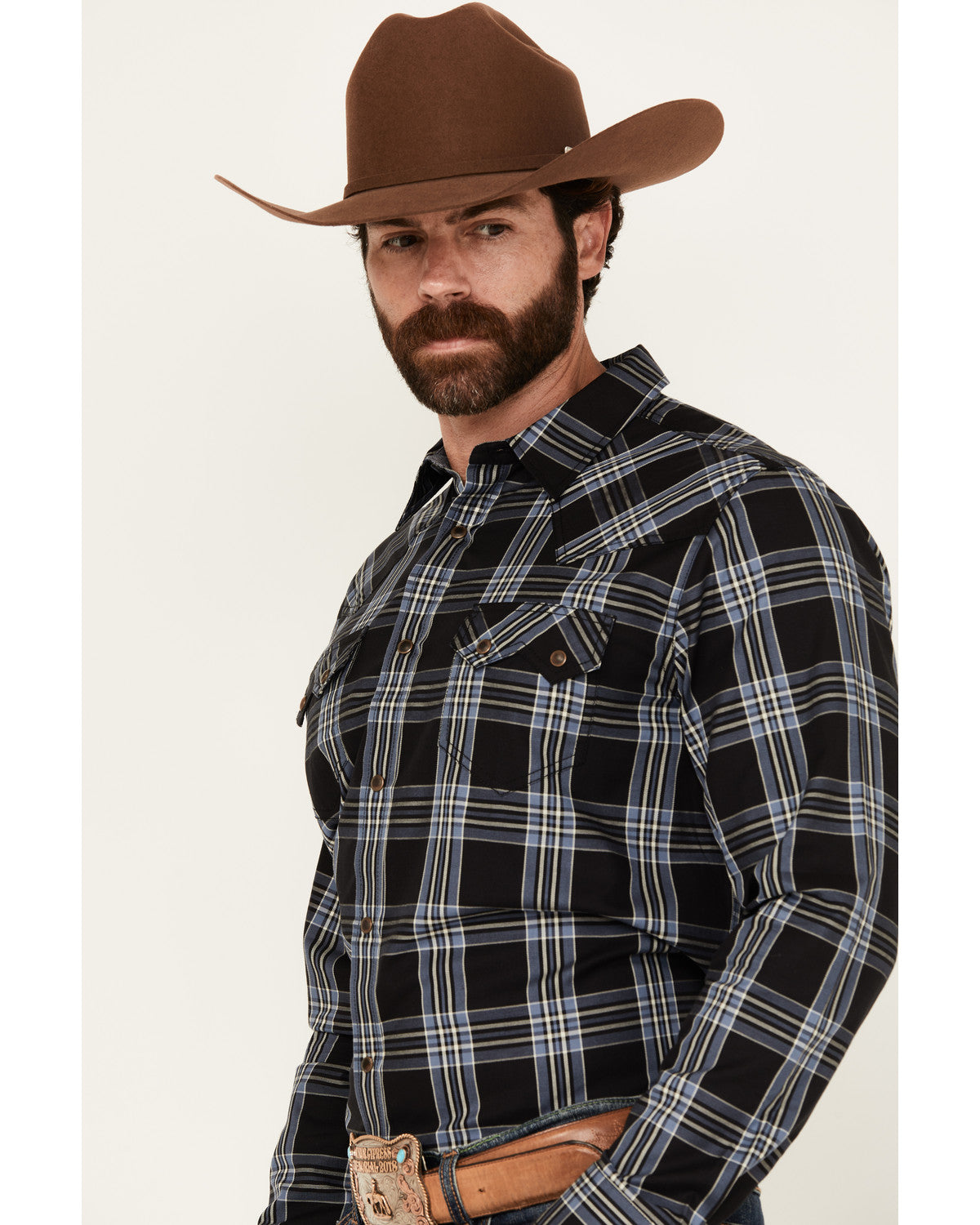 Men's Irving Plaid Print Long Sleeve Snap Western Shirt