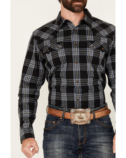 Men's Irving Plaid Print Long Sleeve Snap Western Shirt