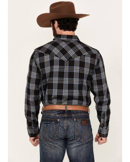 Men's Irving Plaid Print Long Sleeve Snap Western Shirt