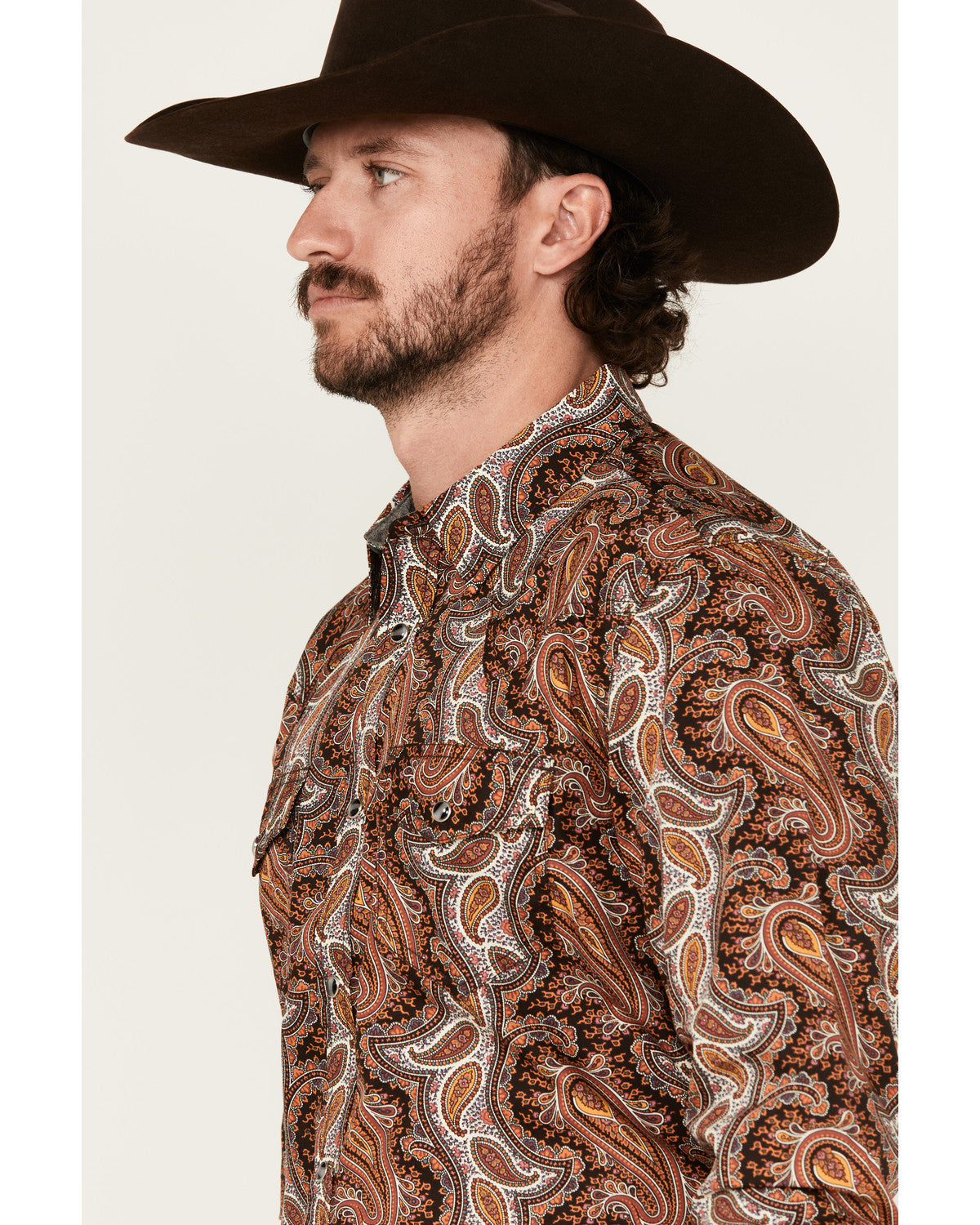 Men's Dennis Paisley Print Long Sleeve Snap Western Shirt