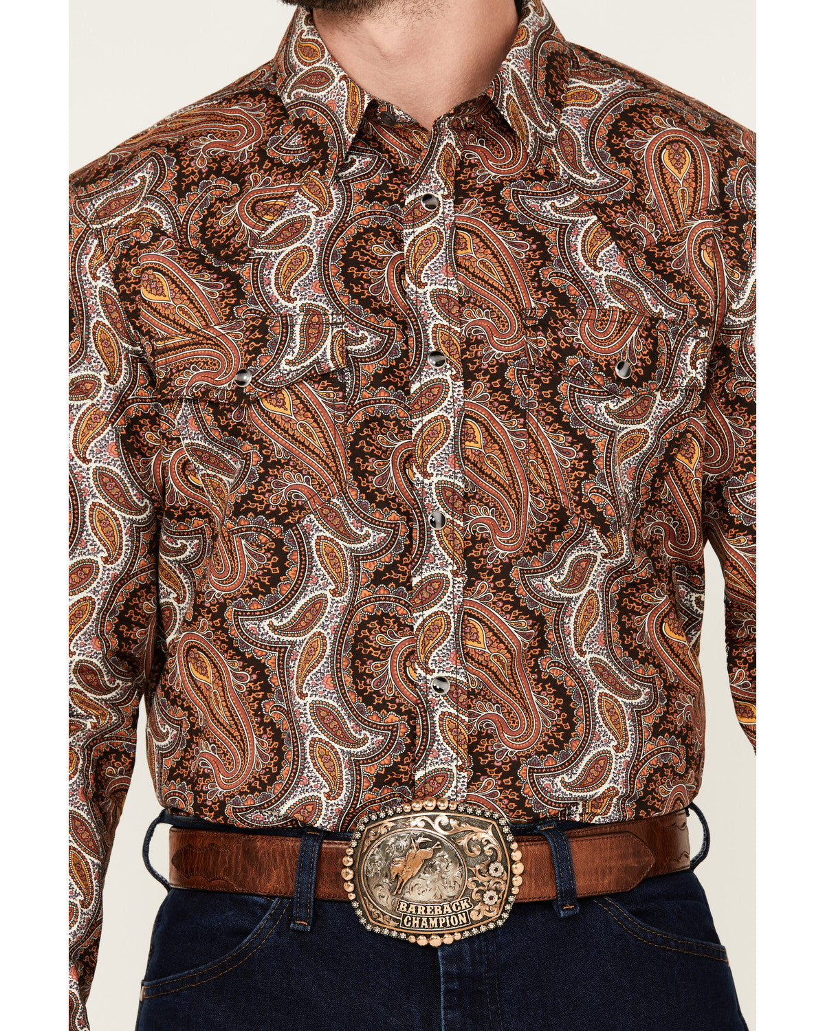 Men's Dennis Paisley Print Long Sleeve Snap Western Shirt