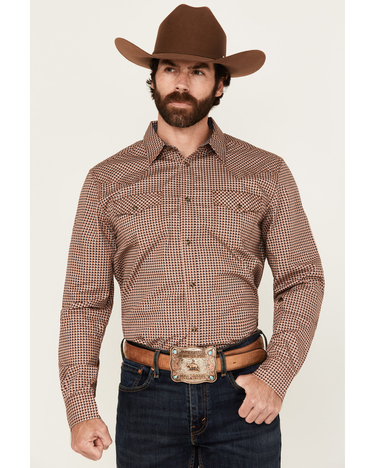Men's Ramon Plaid Print Long Sleeve Snap Western Shirt