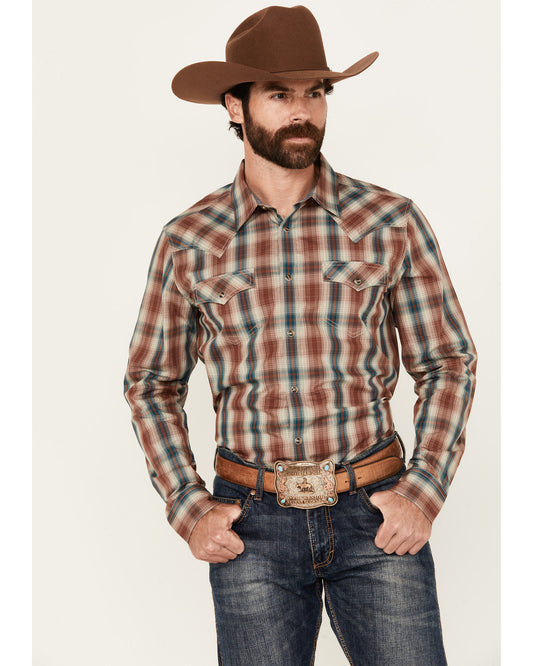 Men's Ricardo Plaid Print Long Sleeve Snap Western Shirt -
