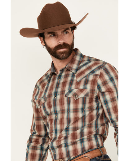 Men's Ricardo Plaid Print Long Sleeve Snap Western Shirt -