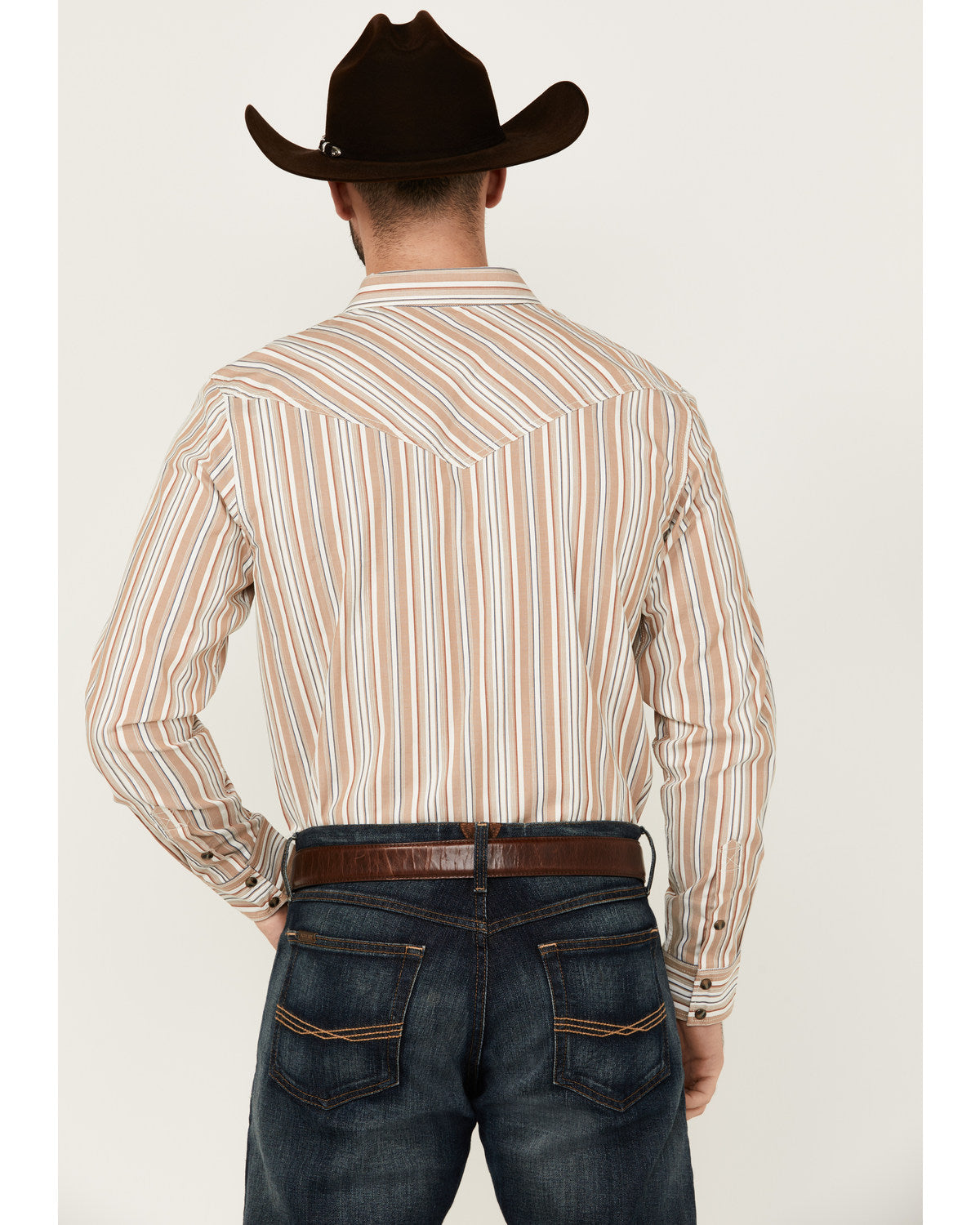 Men's Tough Guy Dobby Striped Print Long Sleeve Snap Wester
