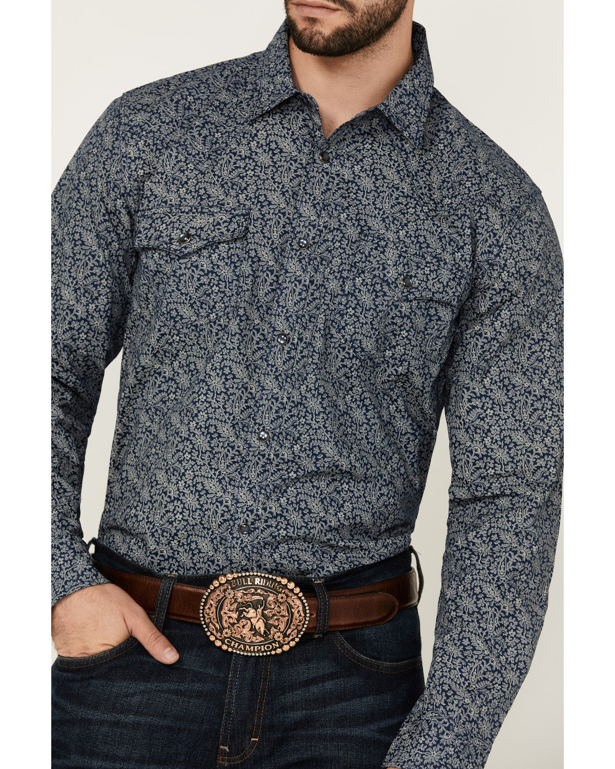 Men's Grande Floral Print Long Sleeve Pearl Snap Western Sh