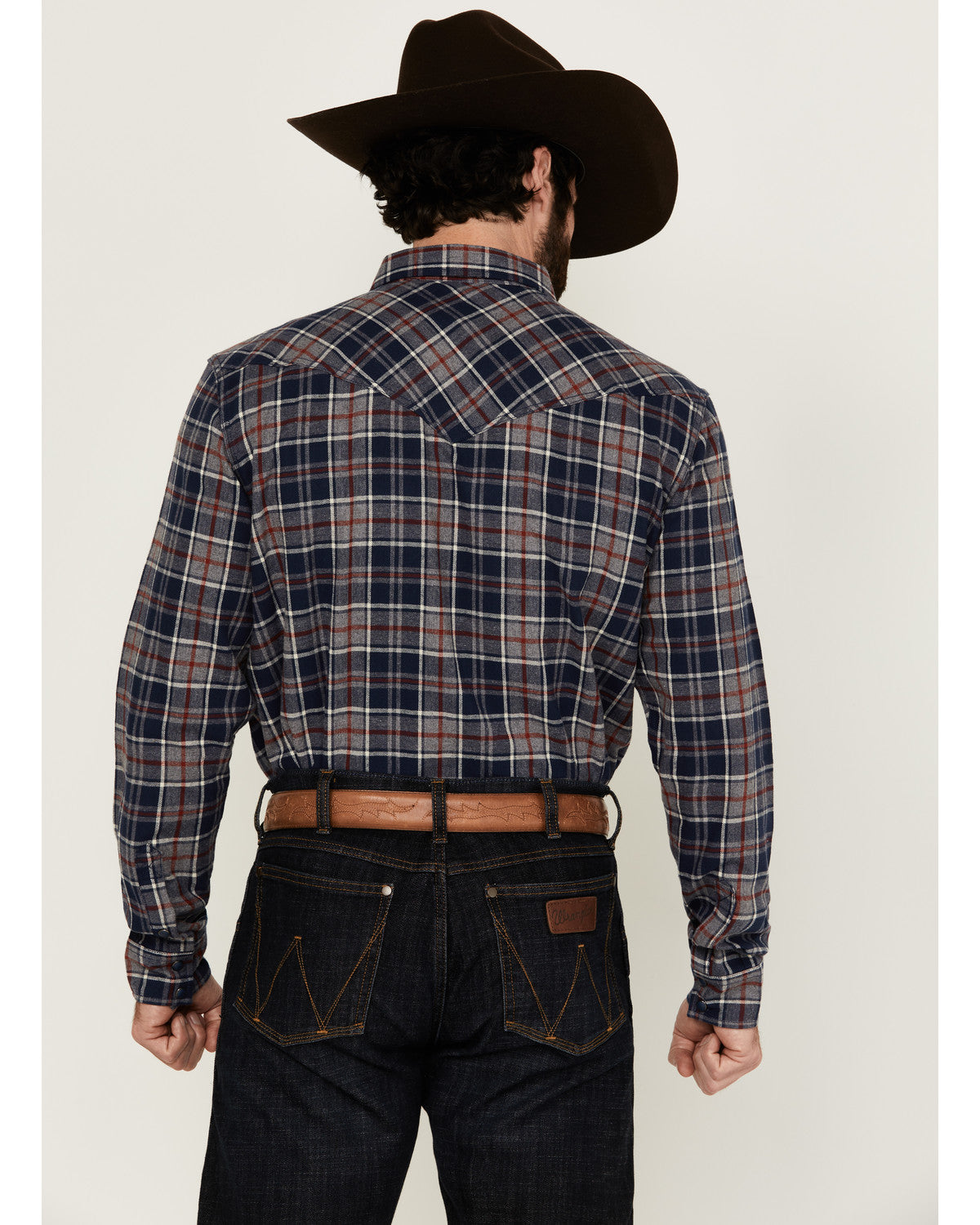 Men's Poker Plaid Print Long Sleeve Snap Western Shirt