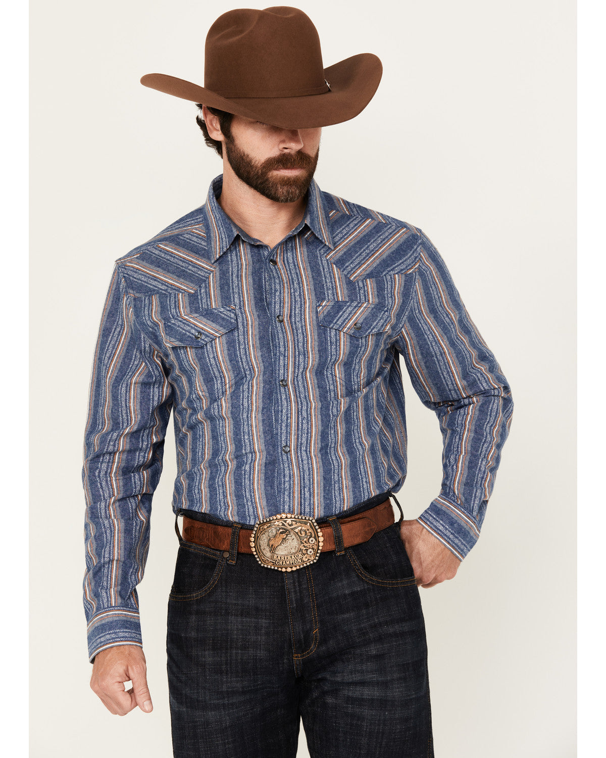 Men's Alpine Southwestern Striped Long Sleeve Pearl Snap We