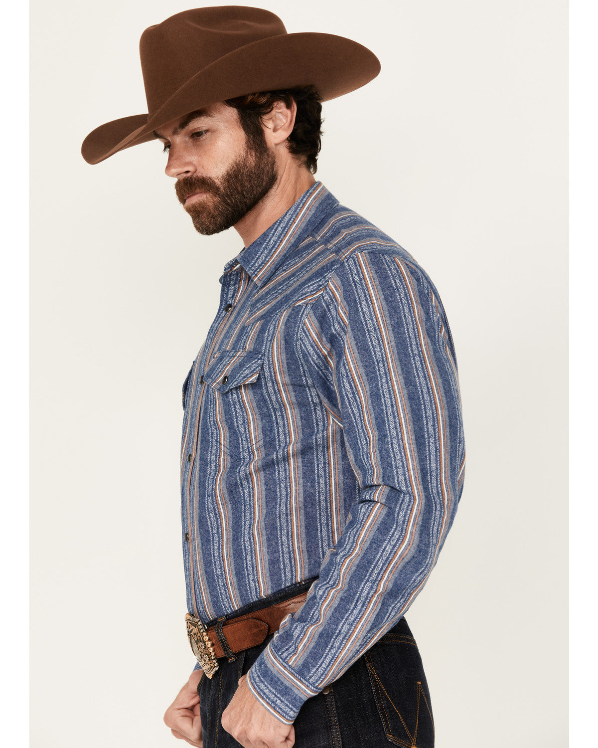 Men's Alpine Southwestern Striped Long Sleeve Pearl Snap We