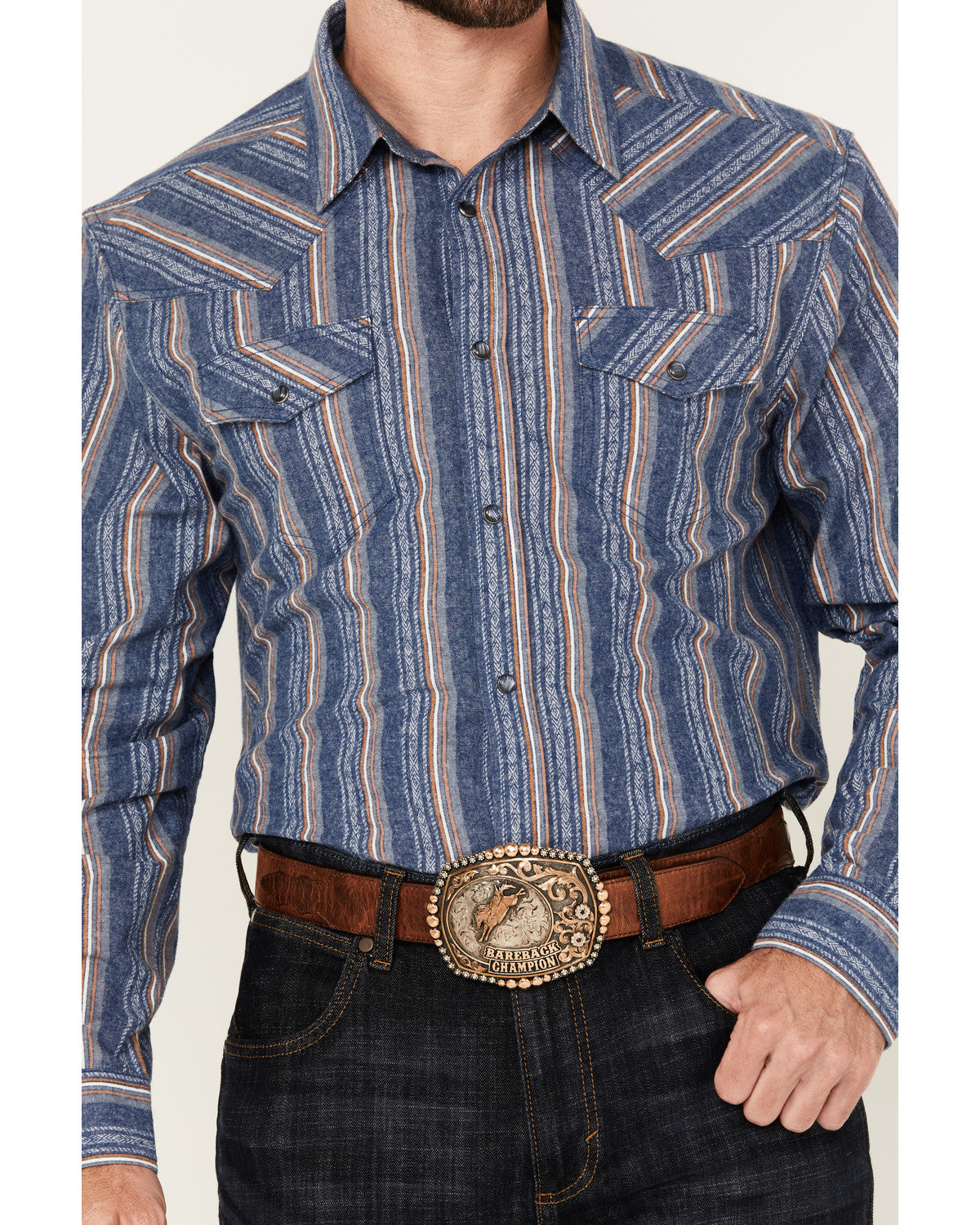 Men's Alpine Southwestern Striped Long Sleeve Pearl Snap We