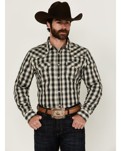 Men's Rey Plaid Print Long Sleeve Snap Western Shirt