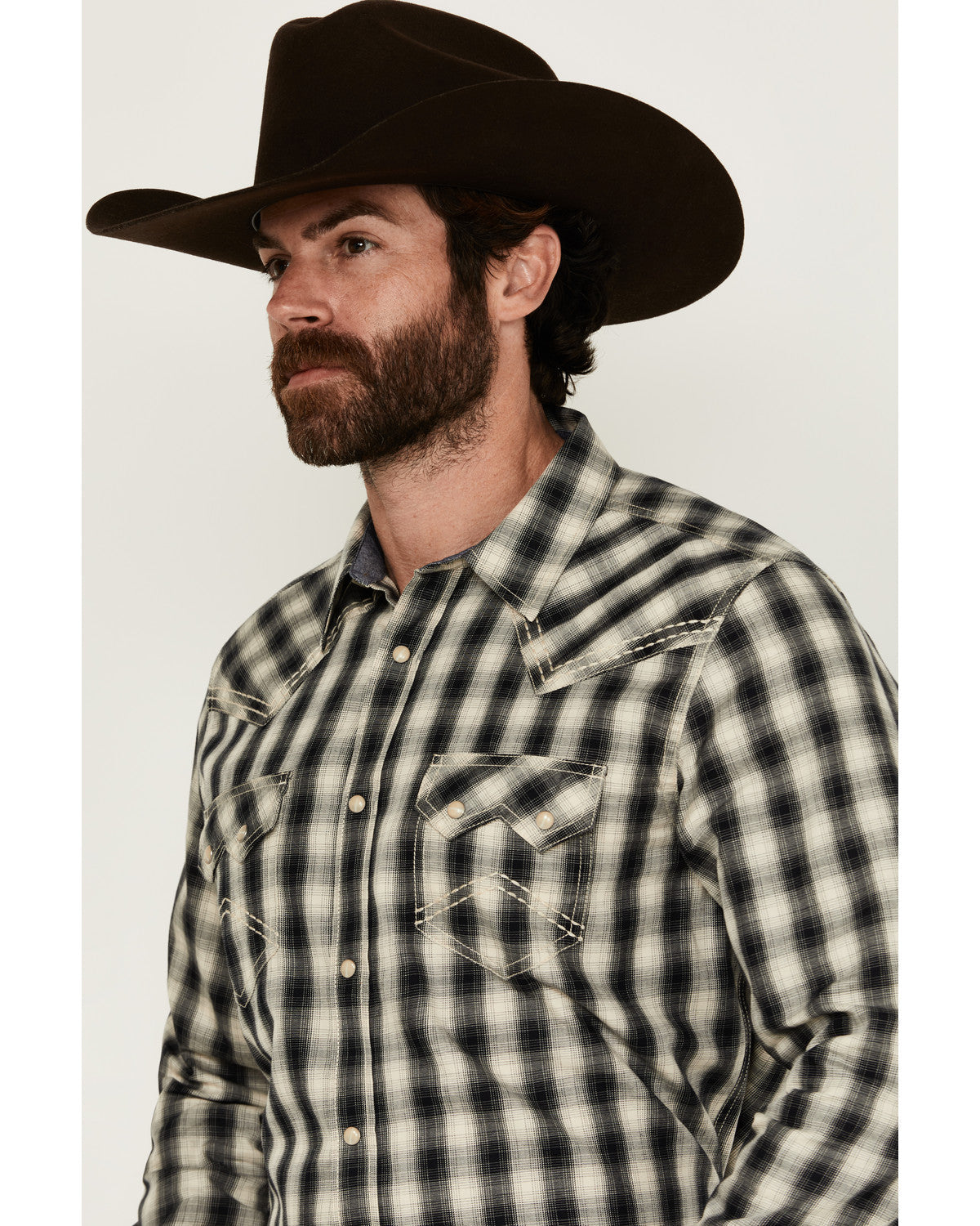 Men's Rey Plaid Print Long Sleeve Snap Western Shirt