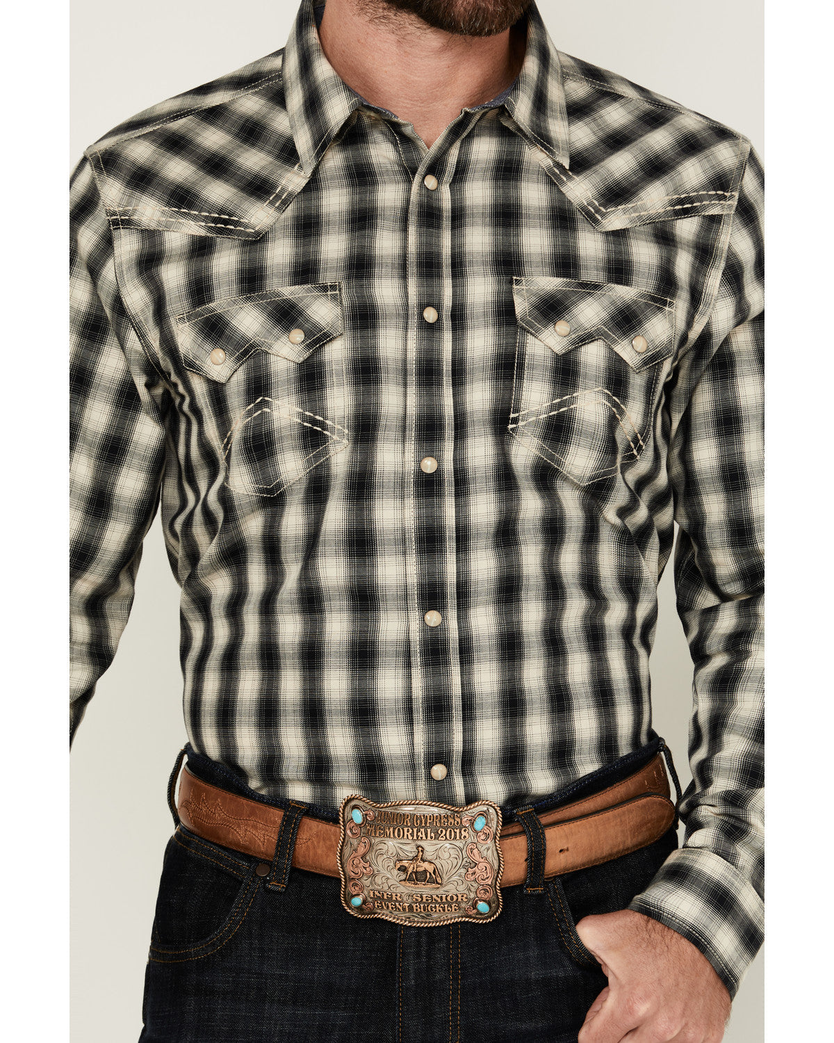 Men's Rey Plaid Print Long Sleeve Snap Western Shirt