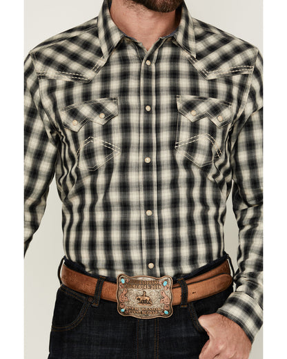 Men's Rey Plaid Print Long Sleeve Snap Western Shirt