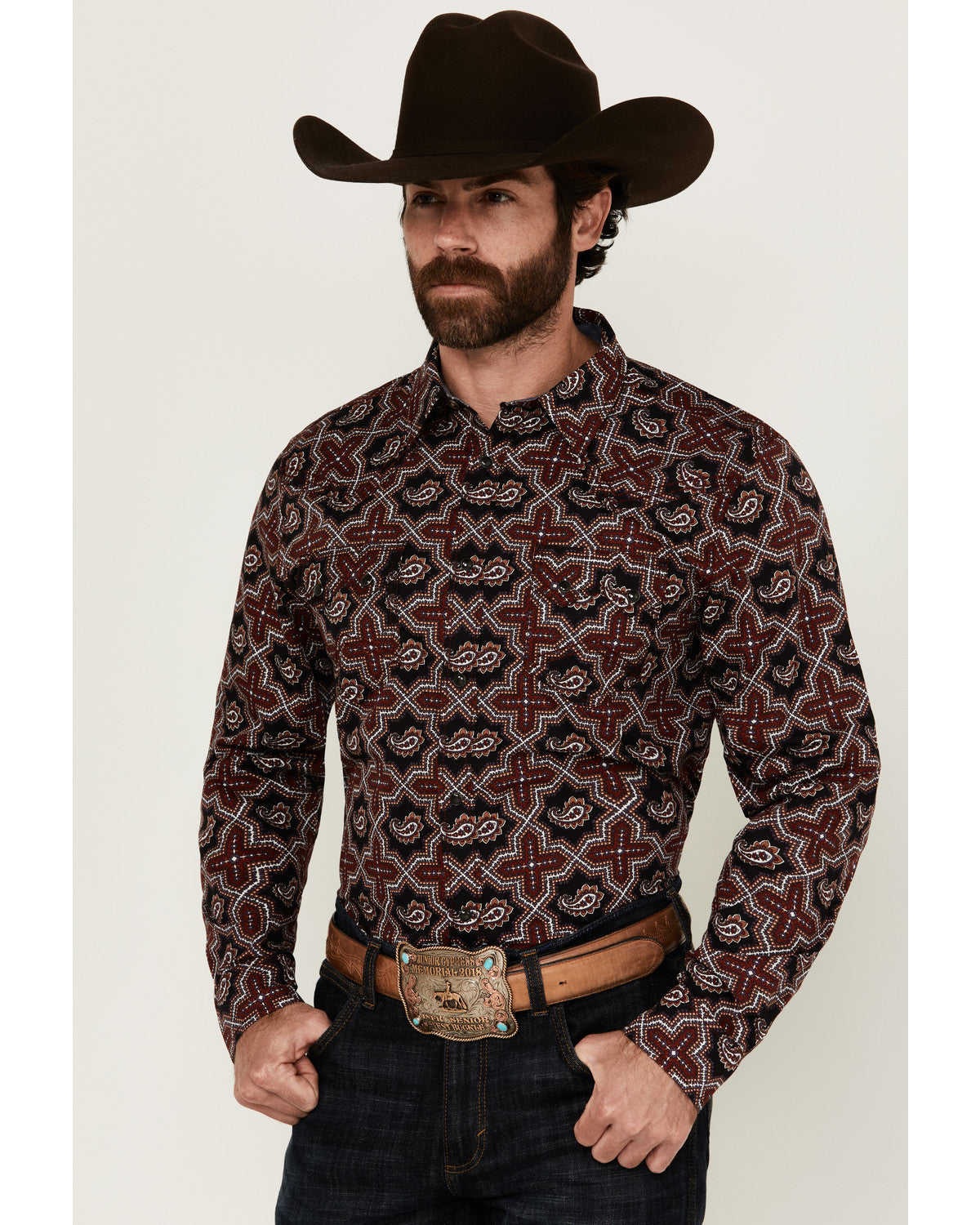 Men's Daybreak Geo Print Long Sleeve Snap Western Shirt