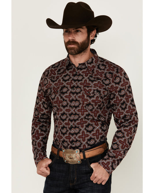 Men's Daybreak Geo Print Long Sleeve Snap Western Shirt