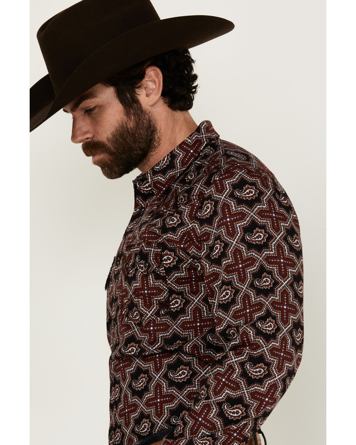 Men's Daybreak Geo Print Long Sleeve Snap Western Shirt
